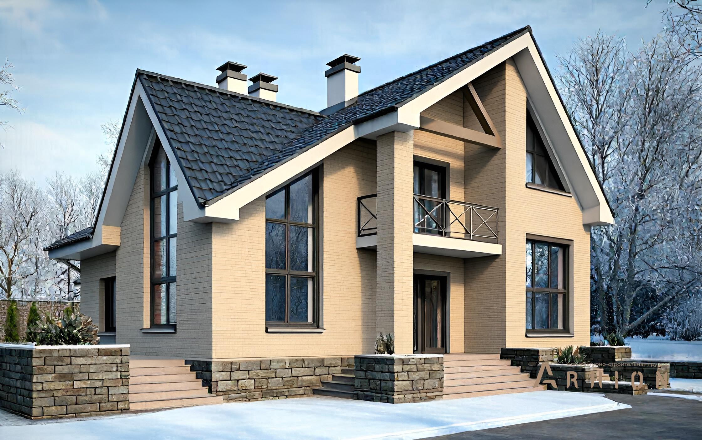 4. Проект одноэтажного дома в европейском стиле с плоской кровлей , 51-01, площадью - 242 кв c цокольным этажом, мансардой, сауной, балконом